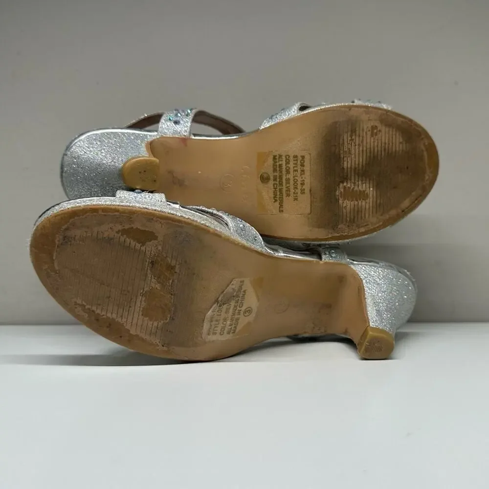 GUC | Link | Metallic Strappy Dress Heels | Silver | Girls Size 3